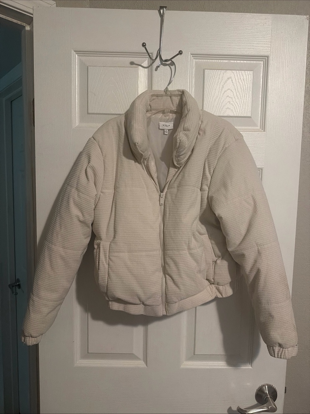 VILA Cream Quilted Short Puffer Jacket